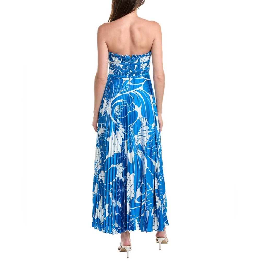 Elegant Blue Floral Strapless Dress - Picture 2 of 13